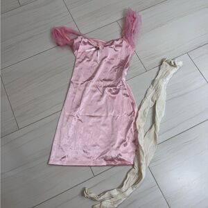 Halloween babydoll princess costume with free bonus fishnet thigh highs (A291)